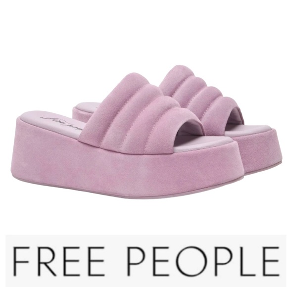 NWOT Free People Almost Paradise Purple Suede Platform Sandals 38 - Picture 3 of 14